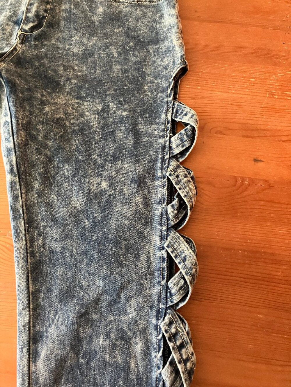 Ladies' E-MESSI Blue Marble Jeans Waist 28" - Picture 6 of 16